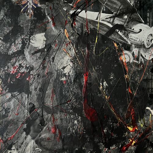 Large Decoupage Anti War Art Work 