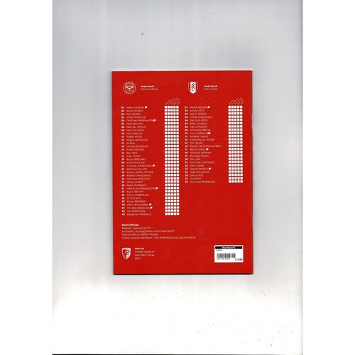 2023/24 Brentford v Fulham Football Programme