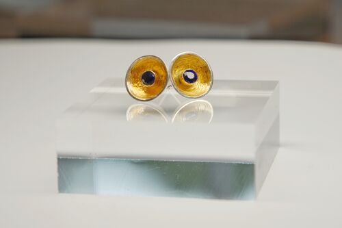 Stunning simple Gold Plated stud earrings set with Kyanites