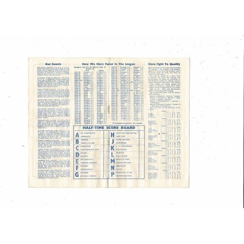 1964/65 Rangers v St Mirren League Cup Football Programme