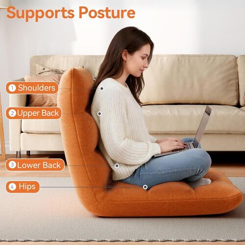 mcc direct Adjustable Floor Chair, Multi-Position Folding Sofa Chair with Back Support, Comfortable Floor Seating for Reading, Gaming, Meditation & Relaxing, Living Room or Bedroom