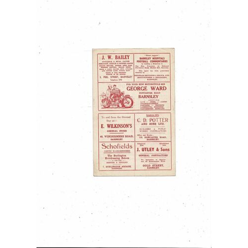 1956/57 Barnsley v Rotherham United Football Programme