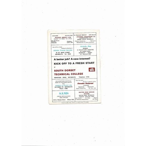 Weymouth v Peterborugh United FA Cup Football Programme