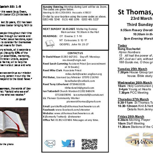Pew Sheet | The Parish of St Thomas, Exeter
