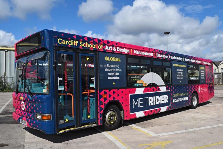 Dennis Dart with Cardiff Bus full vehicle wrap and graphics.