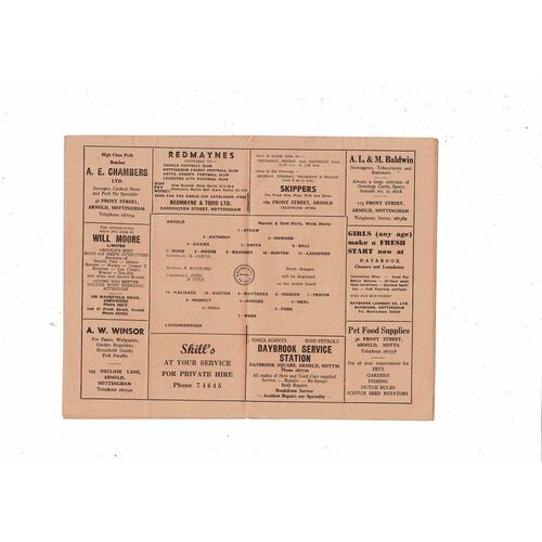 1966/67 Arnold v Loughborough Midland League Football Programme