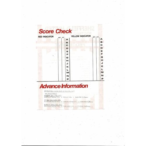 Sheffield United v Leeds United Central League Football Programme 1983/84