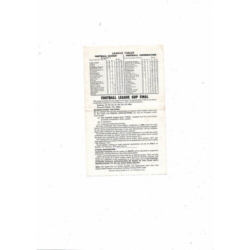 Tottenham Hotspur v Southampton Football Combinaton Programme 1970/71