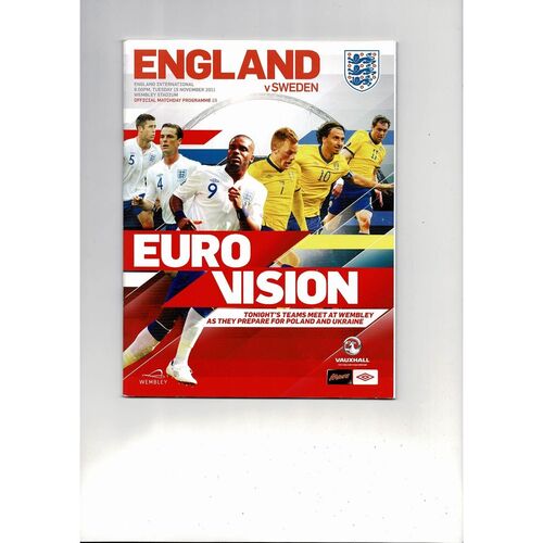 2011 England v Sweden Football Programme