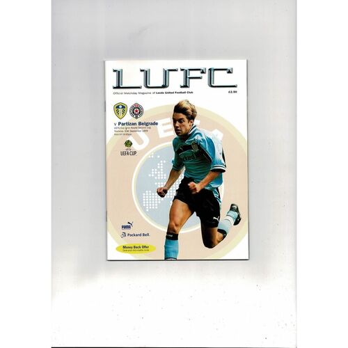 Leeds United v Partizan Belgrade UEFA Cup Football Programme 1999/00