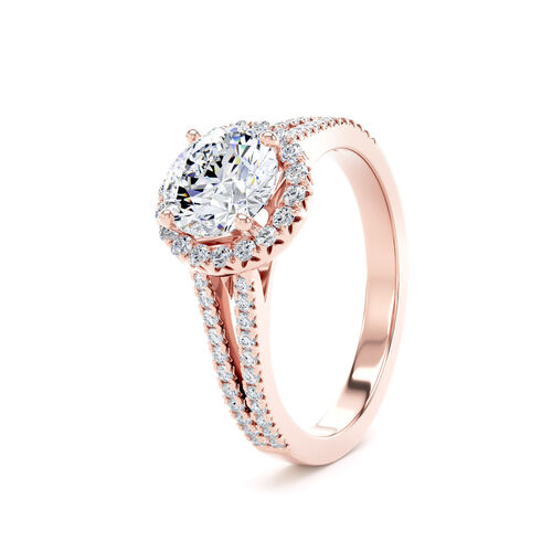 Round brilliant halo with split shoulders