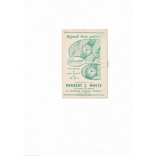 Yeovil Town v Bideford FA Cup Football Programme 1957/58