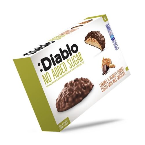 Diablo Diabetic No Added Sugar Caramel & Peanut Milk Chocolate Cookies 100g