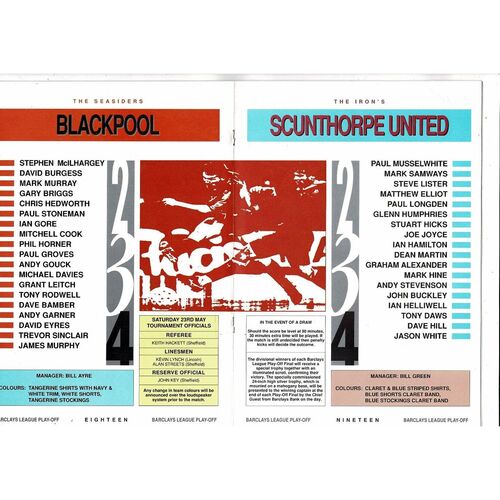 1992 Blackpool v Scunthorpe United Play Off Final Div 4 Football Programme
