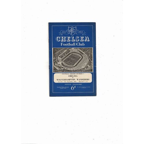 1952/53 Chelsea v Wolves Football Programme