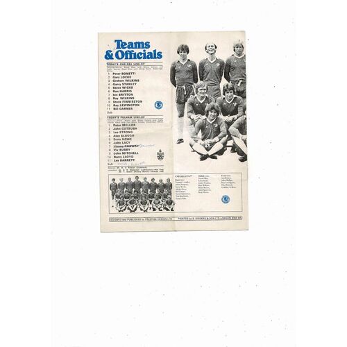 Chelsea v Fulham Anglo Scottish Cup Football Programme 1976/77
