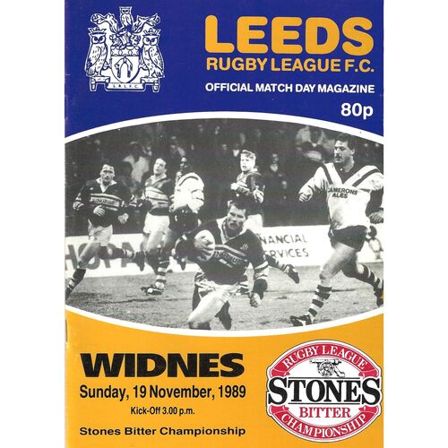 1989/90 Leeds v Widnes (19/11/1989) Rugby League Programme
