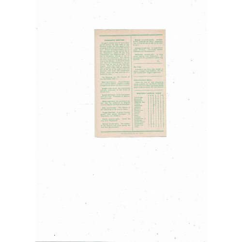 Yeovil Town v Dorchester Western League Football Programme 1956/57
