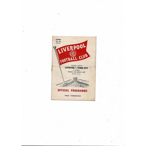 1958/59 Liverpool v Stoke City Football Programme