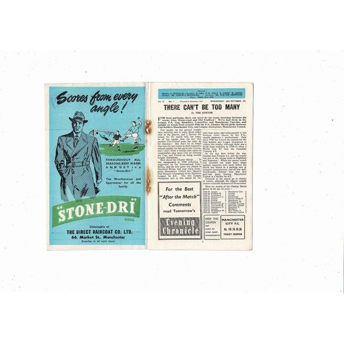 1956 Manchester City v Manchester United Charity Shield Football Programme