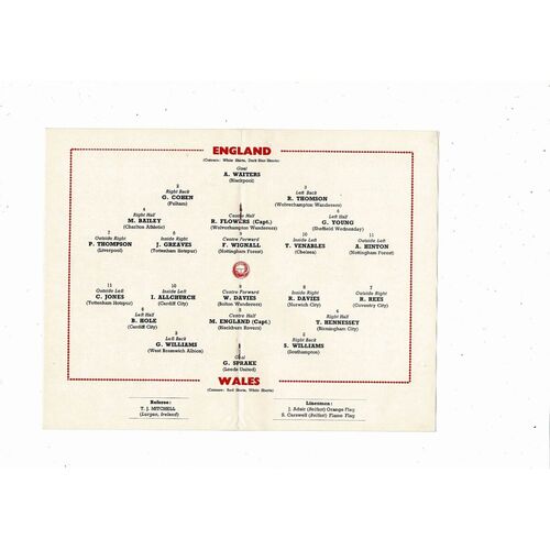 1964 England v Wales Football Programme