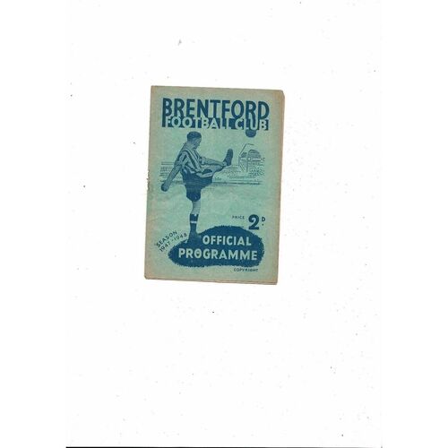 1947/48 Brentford v Middlesbrough FA Cup Football Programme