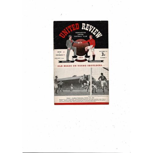 1950/51 Manchester United v Portsmouth Football Programme