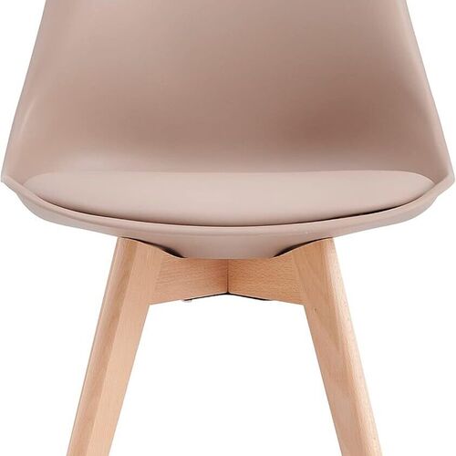 mcc direct Set of 4 Dining Chairs Wooden Legs Soft Cushion Pad Stylish DELUXE Retro Lounge Dining Office EVA