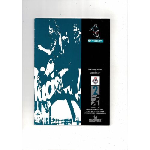 1992 Blackburn Rovers v Leicester City Play Off Final Div 2 Football Programme