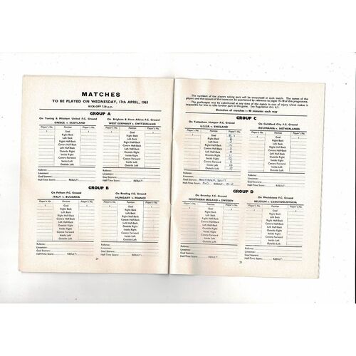 1963 16th International Youth Tournament Football Programme @ Wembley