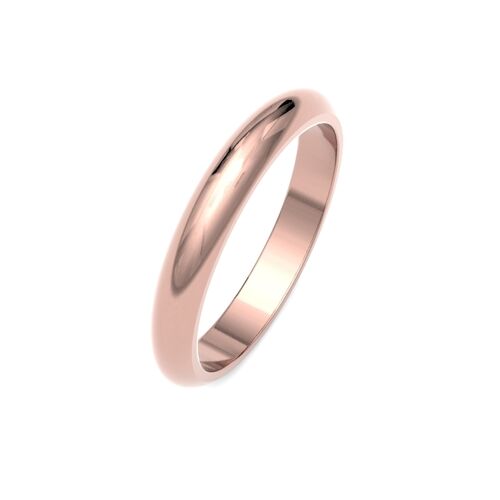 9ct 3mm D shape classic wedding ring