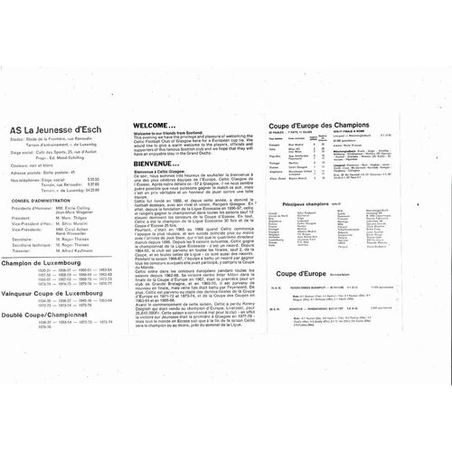 Jeunesse v Celtic European Cup Football Programme 1977/78