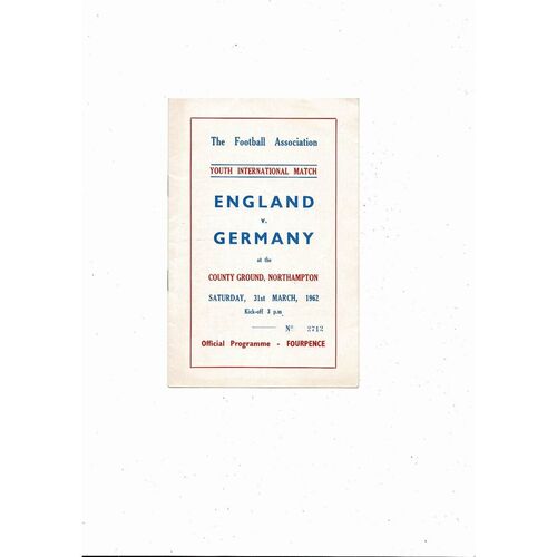 1962 England v Germany Youth International Football Programme