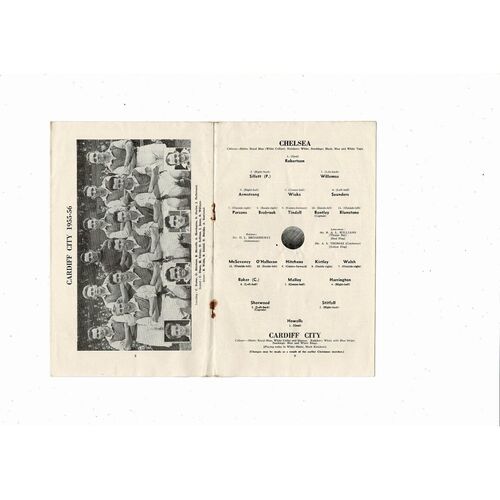 1955/56 Chelsea v Cardiff City Football Programme
