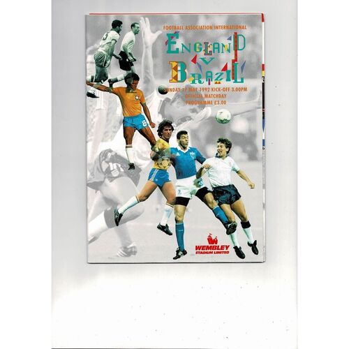 1992 England v Brazil Football Programme + Wall Poster