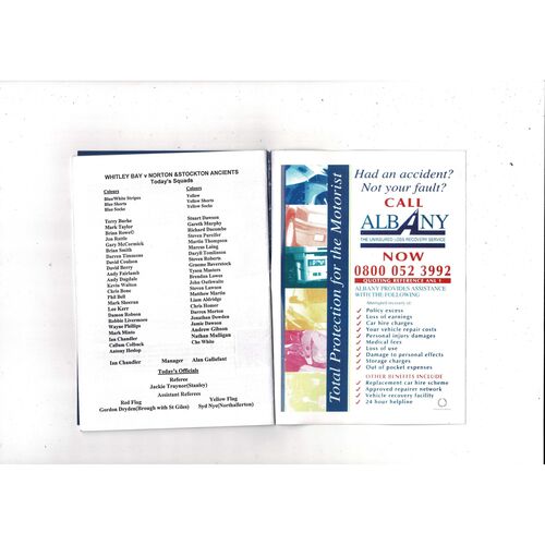 Whitley Bay v  Norton & Stockton Ancients FA Cup Football Programme 2006/07