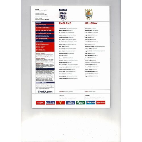 2006 England v Uruguay Football Programme @ Liverpool