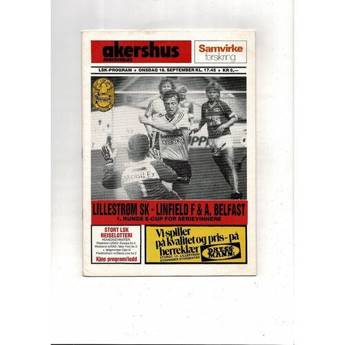 Lillestrom SK v Linfield European Cup Football Programme 1987/88