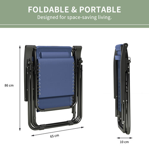 mcc direct Zero Gravity Reclining Chair Set of 2 – Folding Outdoor & Garden Chairs with Textilene Fabric, Cup Holder and Headrest Pillow – TEXTILENE