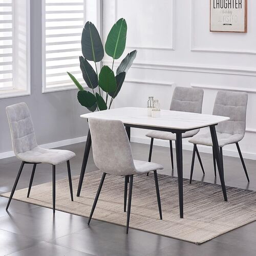 mcc direct Set of 4 Faux Matte Suede Leather Dining Chairs With metal Legs home& restaurants henri