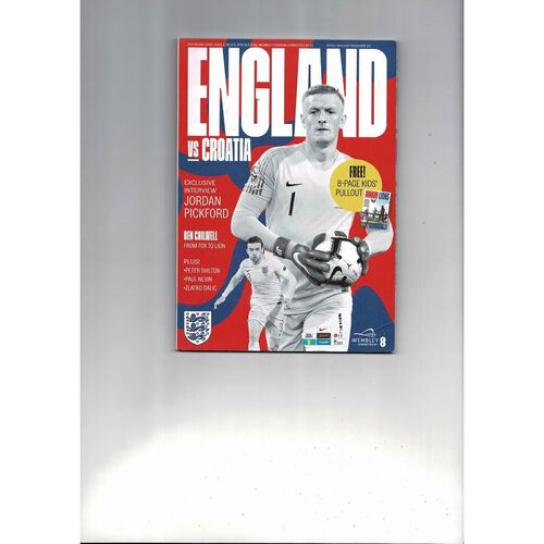 2018 England v Croatia Football Programme + Insert & Press Cuttings