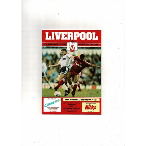 1990/91 Liverpool v Tottenham Hotspur Football Programme Autographed
