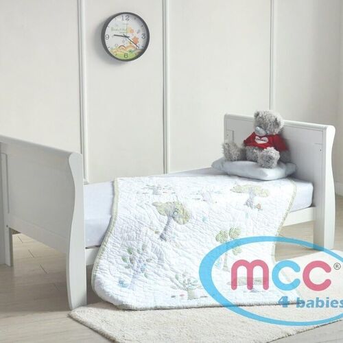 MCC Solid Wooden Baby Cot Bed Savannah City Sleigh Cotbed Toddler Bed & Premier Water Repellent Mattress - Made in England