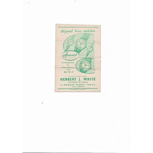 1956/57 Yeovil Town v Exeter City Southern League Football Programme