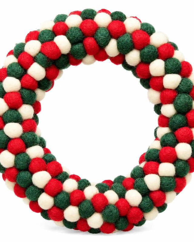 Colourful Felt Ball Wreath – Handmade Wool Felt Door Décor