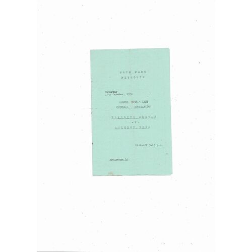 Plymouth Argyle v Swindon Town Football Combination Programme 1958/59