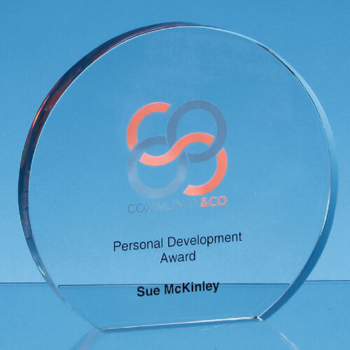 Clear Glass Freestanding Circle Award - 16.5cm x 19mm