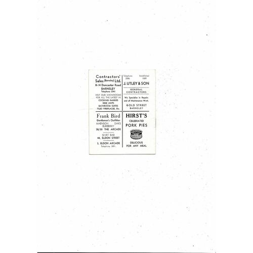 1962/63 Barnsley v Notts County Football Programme