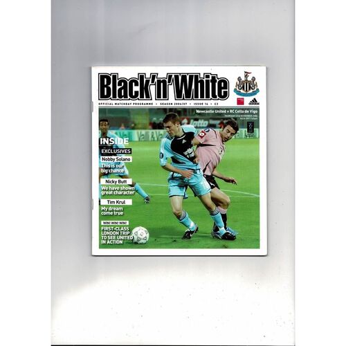 Newcastle United v RC Celta de Vigo UEFA Cup Football Programme 2006/07