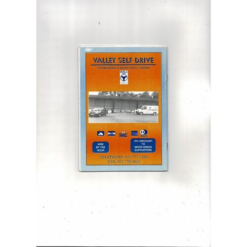 Moor Green v VS Rugby FA Cup Football Programme 1992/93